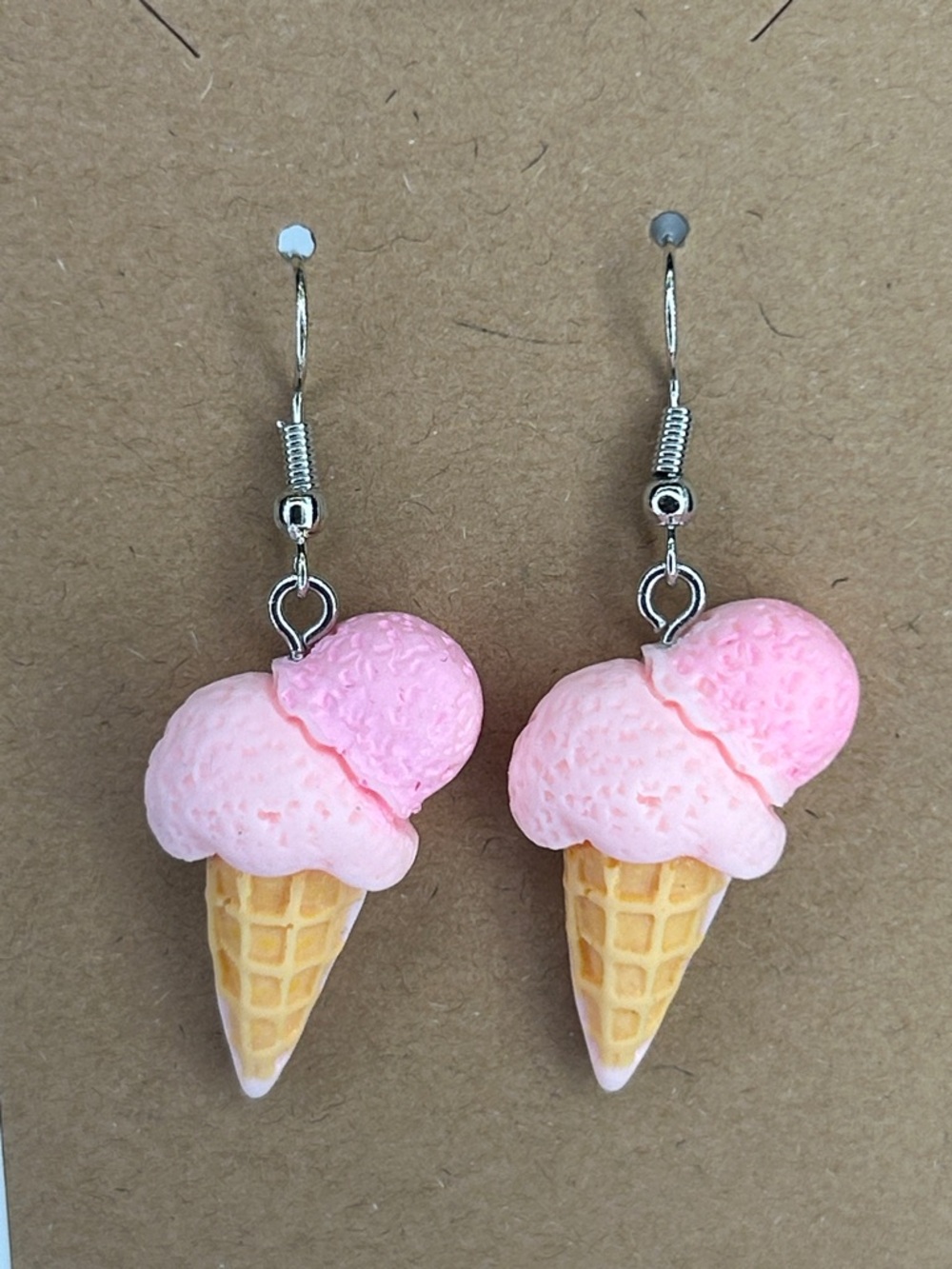 *LAST SET* Pink Ice Cream Cone Dangle Earrings - Cute Fashion Jewelry